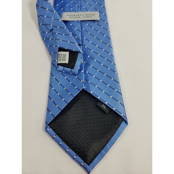 Geoffrey Beene Mens Necktie Silk lot of 2 Blue Dots Green Blue Tan Stripes ties - Picture 6 of 7